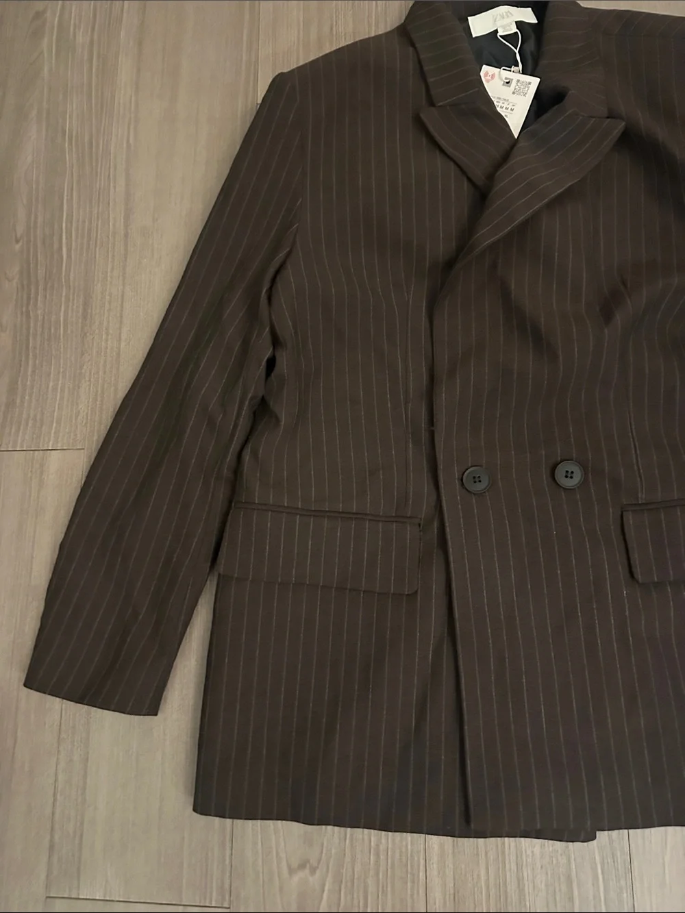 Zara Brown Pinstripe Blazer
